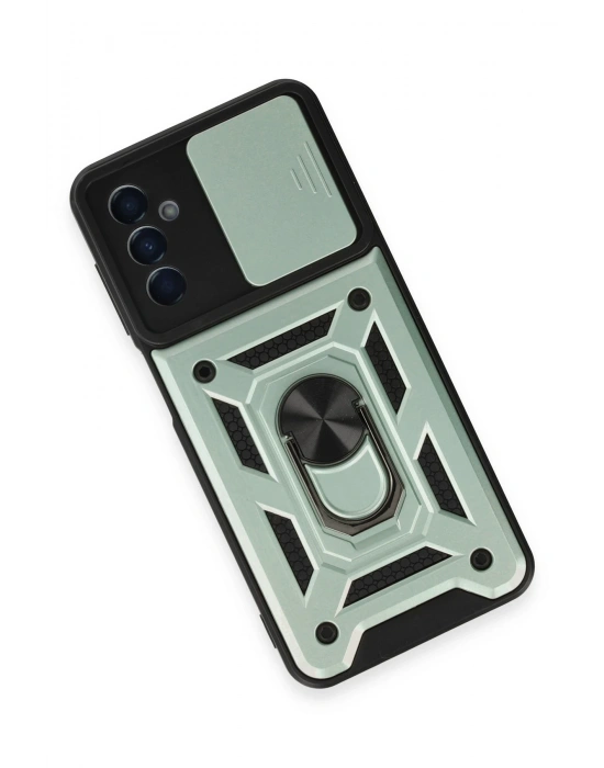 Newface Samsung Galaxy A14 4G Kılıf Pars Lens Yüzüklü Silikon - Yeşil