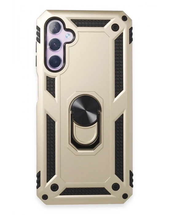 Newface Samsung Galaxy A14 4G Kılıf Sofya Yüzüklü Silikon Kapak - Gold