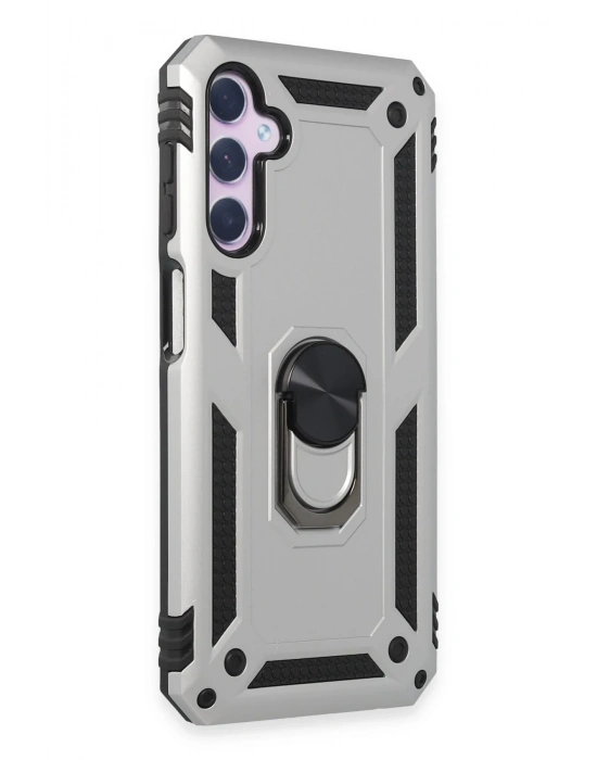 Newface Samsung Galaxy A14 4G Kılıf Sofya Yüzüklü Silikon Kapak - Gümüş