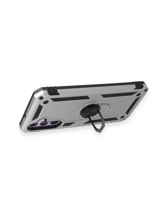 Newface Samsung Galaxy A14 4G Kılıf Sofya Yüzüklü Silikon Kapak - Gümüş