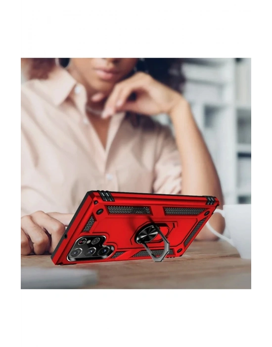 Newface Samsung Galaxy A14 4G Kılıf Sofya Yüzüklü Silikon Kapak - Gümüş