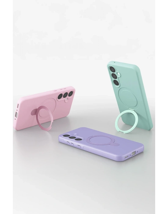 Newface Samsung Galaxy A15 4G Regal Magsafe Standlı Kapak - Lila