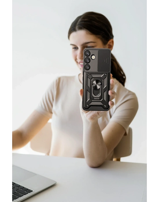 Newface Samsung Galaxy A17 5G Pars Lens Yüzüklü Silikon - Siyah