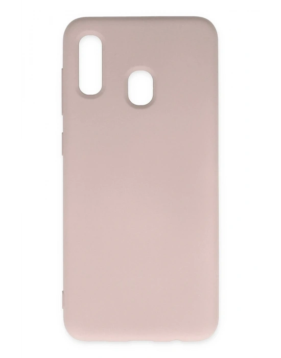 Newface Samsung Galaxy A20 Kılıf Nano içi Kadife Silikon - Pudra