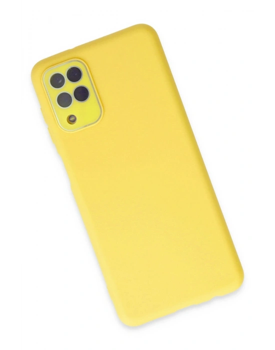 Newface Samsung Galaxy A22 Kılıf Lansman Glass Kapak - Sarı