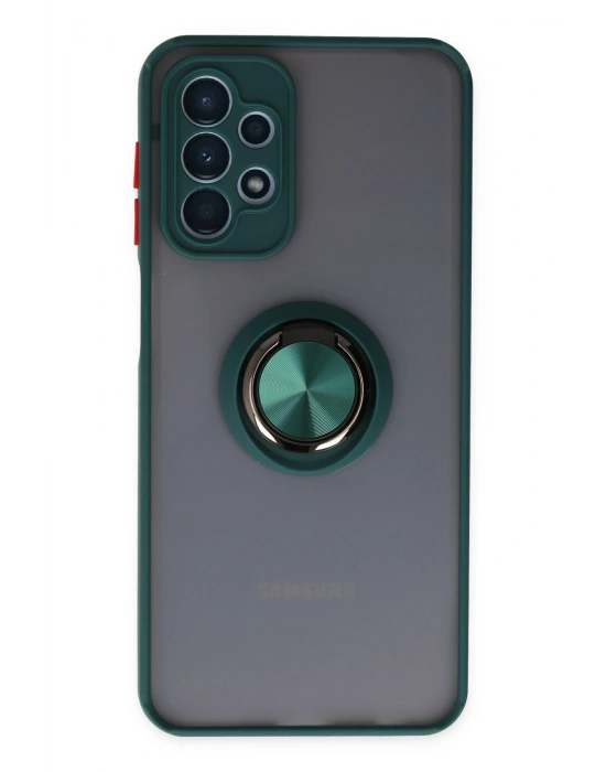 Newface Samsung Galaxy A23 4G Kılıf Montreal Yüzüklü Silikon Kapak - Yeşil