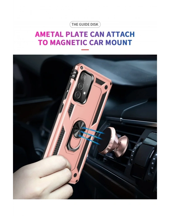 Newface Samsung Galaxy A23 4G Kılıf Sofya Yüzüklü Silikon Kapak - Rose