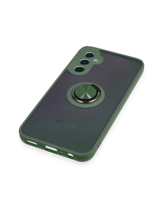 Newface Samsung Galaxy A24 4G Kılıf Montreal Yüzüklü Silikon Kapak - Yeşil