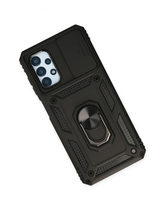 Newface Samsung Galaxy A33 5G Kılıf Pars Lens Yüzüklü Silikon - Siyah