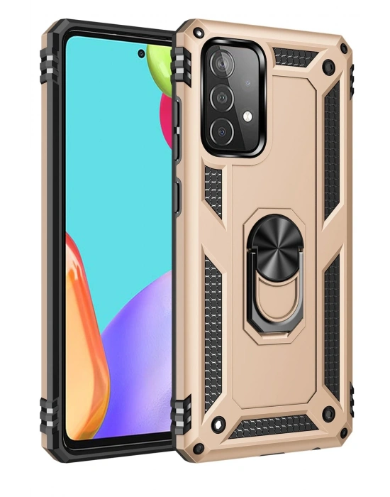 Newface Samsung Galaxy A33 5G Kılıf Sofya Yüzüklü Silikon Kapak - Gold