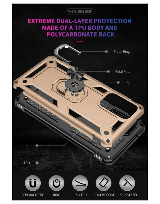 Newface Samsung Galaxy A33 5G Kılıf Sofya Yüzüklü Silikon Kapak - Gold