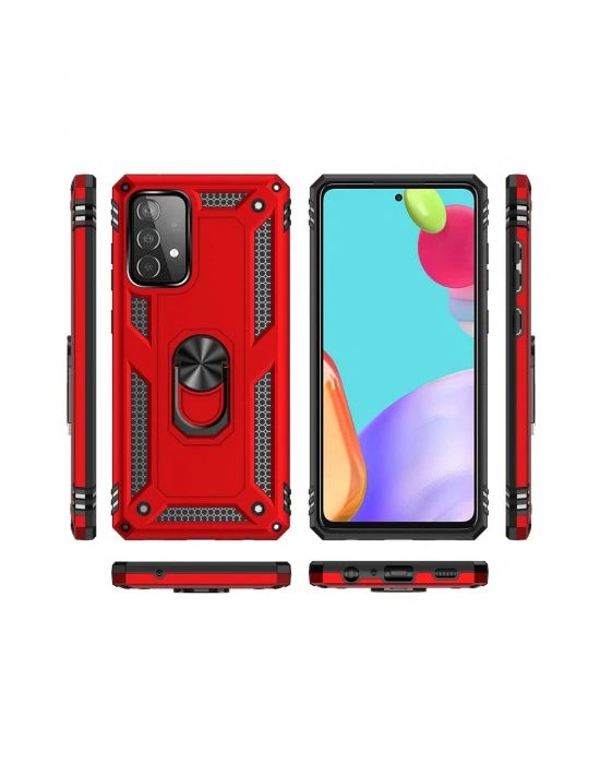 Newface Samsung Galaxy A33 5G Kılıf Sofya Yüzüklü Silikon Kapak - Kırmızı