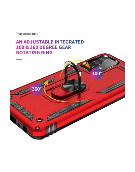 Newface Samsung Galaxy A33 5G Kılıf Sofya Yüzüklü Silikon Kapak - Kırmızı