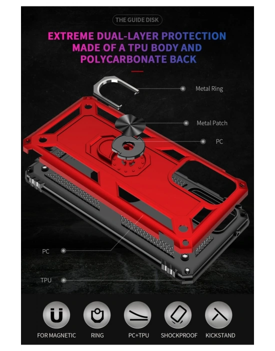 Newface Samsung Galaxy A33 5G Kılıf Sofya Yüzüklü Silikon Kapak - Kırmızı