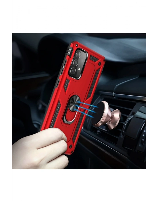 Newface Samsung Galaxy A33 5G Kılıf Sofya Yüzüklü Silikon Kapak - Kırmızı