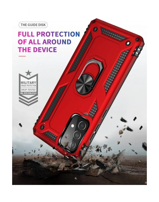 Newface Samsung Galaxy A33 5G Kılıf Sofya Yüzüklü Silikon Kapak - Kırmızı