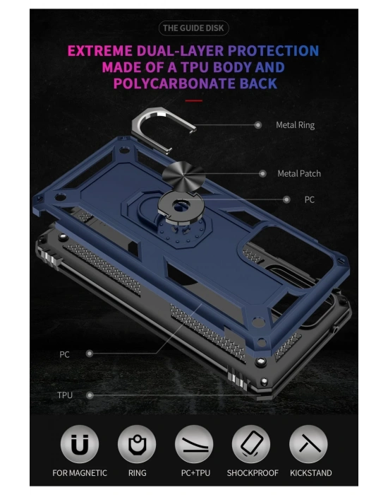 Newface Samsung Galaxy A33 5G Kılıf Sofya Yüzüklü Silikon Kapak - Lacivert