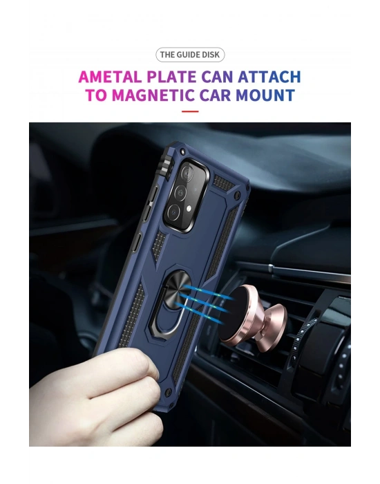 Newface Samsung Galaxy A33 5G Kılıf Sofya Yüzüklü Silikon Kapak - Lacivert