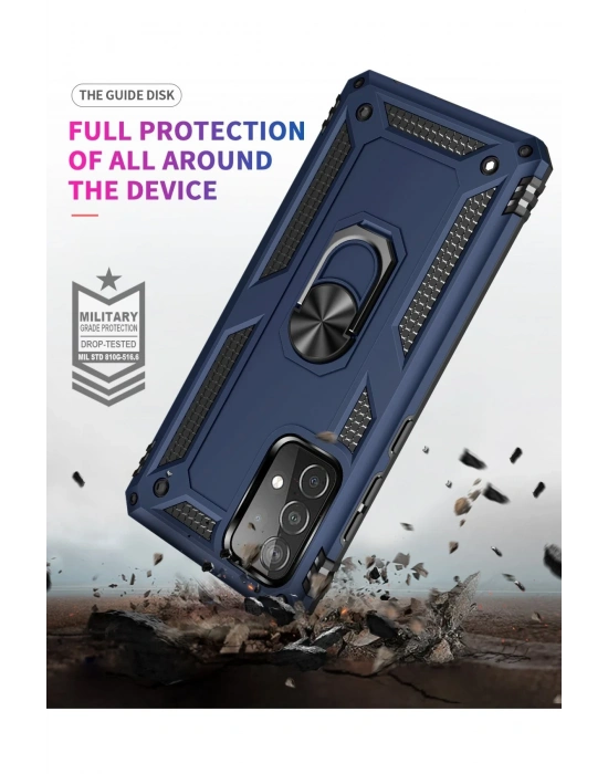 Newface Samsung Galaxy A33 5G Kılıf Sofya Yüzüklü Silikon Kapak - Lacivert