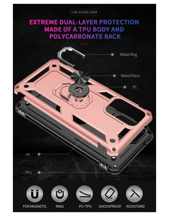 Newface Samsung Galaxy A33 5G Kılıf Sofya Yüzüklü Silikon Kapak - Rose