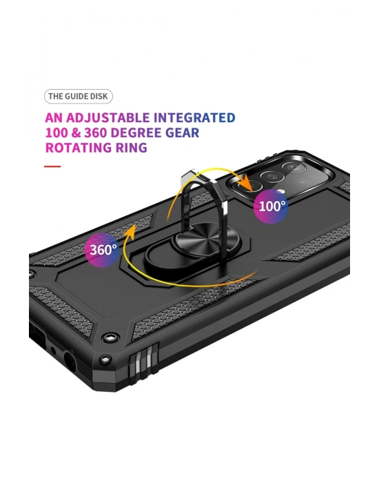 Newface Samsung Galaxy A33 5G Kılıf Sofya Yüzüklü Silikon Kapak - Siyah