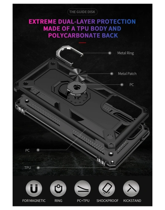 Newface Samsung Galaxy A33 5G Kılıf Sofya Yüzüklü Silikon Kapak - Siyah