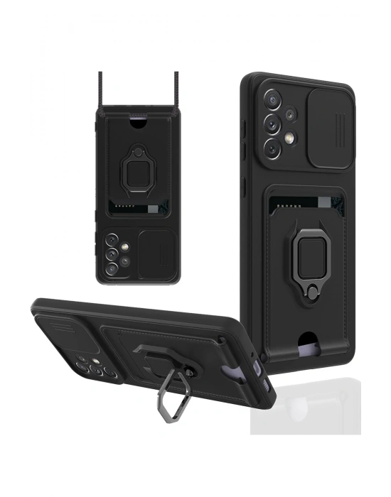 Newface Samsung Galaxy A33 5G Kılıf Zuma Kartvizitli Yüzüklü Silikon - Siyah