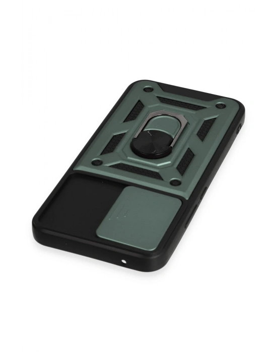 Newface Samsung Galaxy A34 5G Kılıf Pars Lens Yüzüklü Silikon - Yeşil