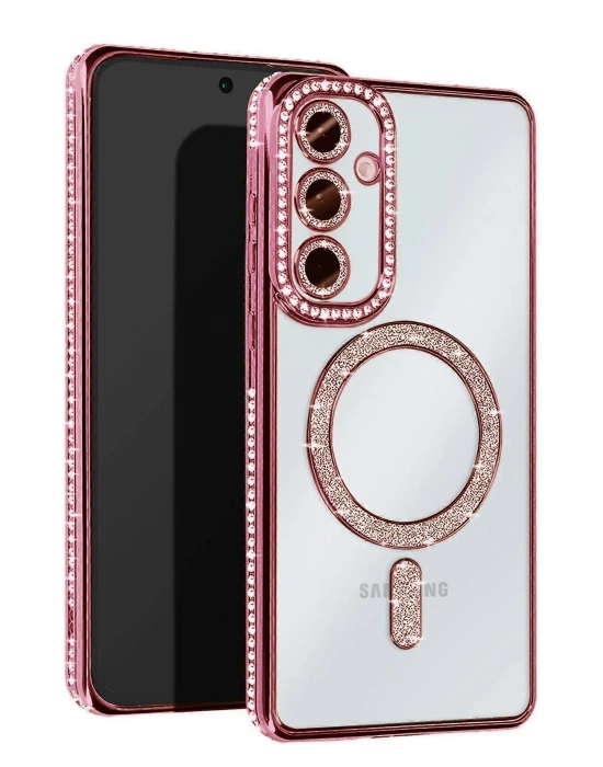 Newface Samsung Galaxy A35 5G Joke Simli Magneticsafe Kılıf - Pembe