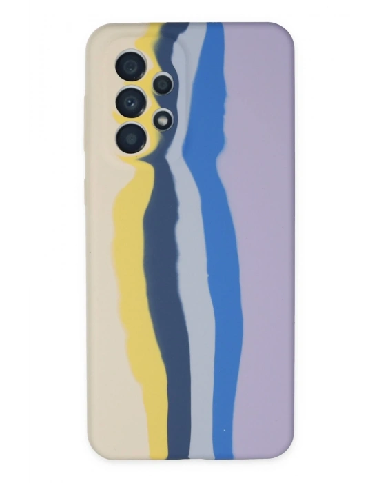 Newface Samsung Galaxy A53 5G Kılıf Ebruli Lansman Silikon - Sarı-Lila