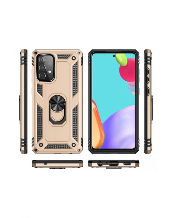 Newface Samsung Galaxy A53 5G Kılıf Sofya Yüzüklü Silikon Kapak - Gold