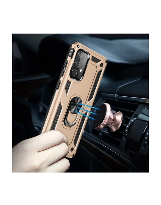 Newface Samsung Galaxy A53 5G Kılıf Sofya Yüzüklü Silikon Kapak - Gold