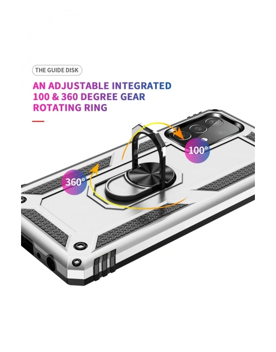 Newface Samsung Galaxy A53 5G Kılıf Sofya Yüzüklü Silikon Kapak - Gümüş