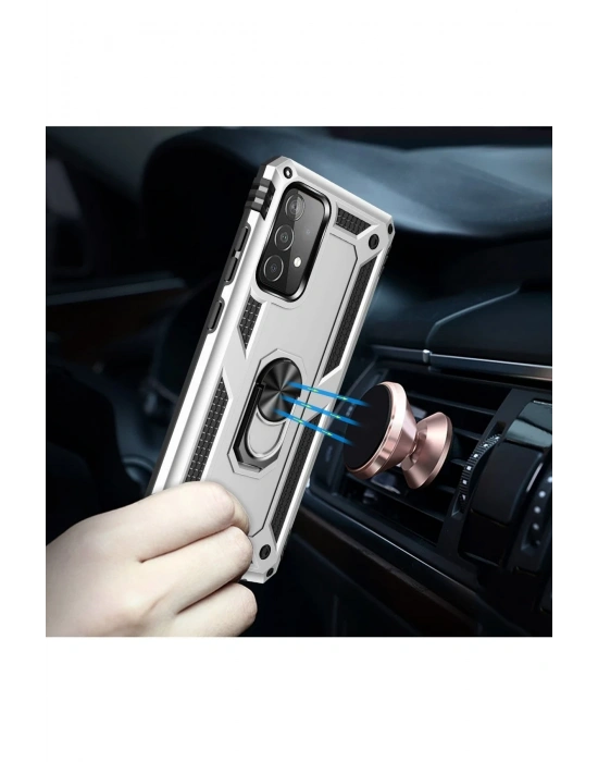 Newface Samsung Galaxy A53 5G Kılıf Sofya Yüzüklü Silikon Kapak - Gümüş