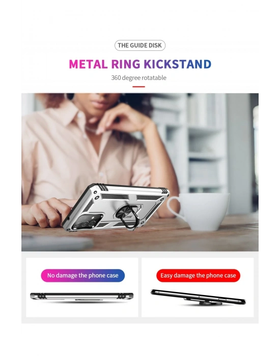 Newface Samsung Galaxy A53 5G Kılıf Sofya Yüzüklü Silikon Kapak - Gümüş