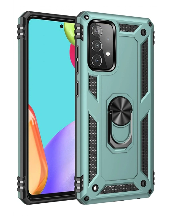 Newface Samsung Galaxy A53 5G Kılıf Sofya Yüzüklü Silikon Kapak - Yeşil