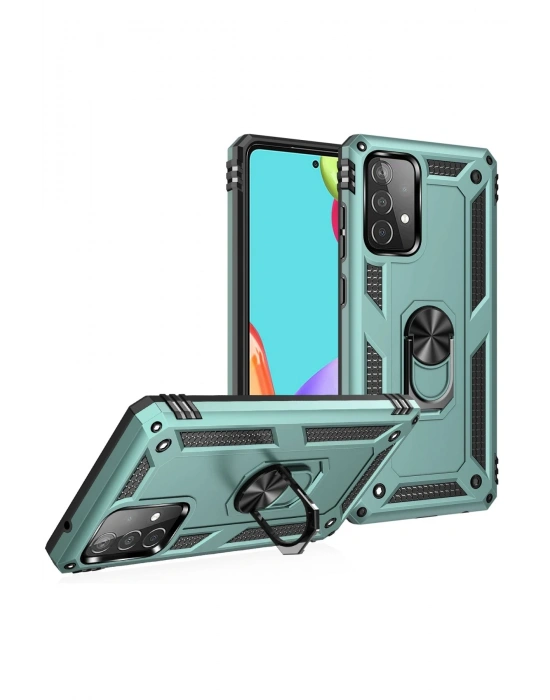 Newface Samsung Galaxy A53 5G Kılıf Sofya Yüzüklü Silikon Kapak - Yeşil