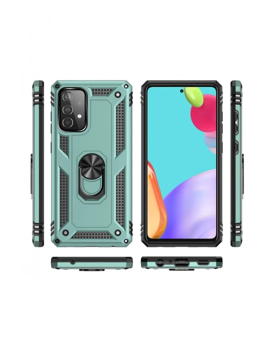 Newface Samsung Galaxy A53 5G Kılıf Sofya Yüzüklü Silikon Kapak - Yeşil