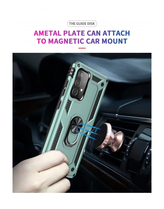 Newface Samsung Galaxy A53 5G Kılıf Sofya Yüzüklü Silikon Kapak - Yeşil