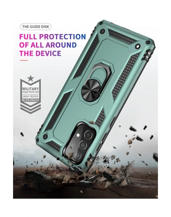 Newface Samsung Galaxy A53 5G Kılıf Sofya Yüzüklü Silikon Kapak - Yeşil