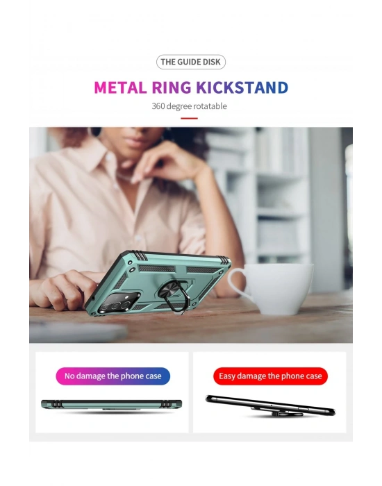 Newface Samsung Galaxy A53 5G Kılıf Sofya Yüzüklü Silikon Kapak - Yeşil