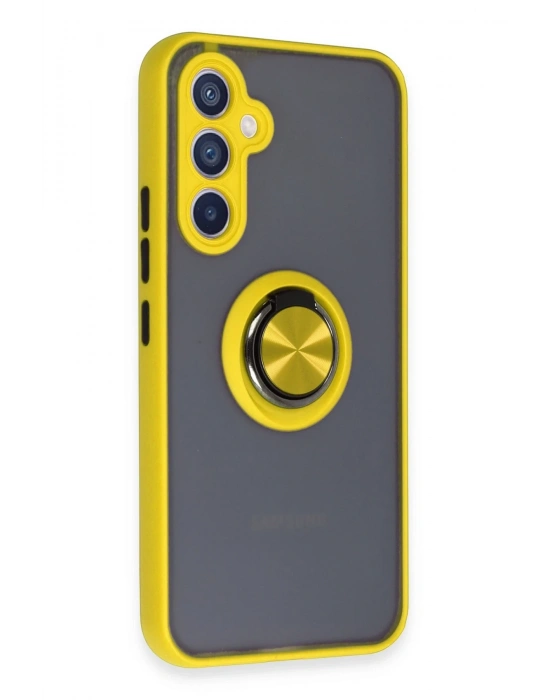 Newface Samsung Galaxy A54 5G Kılıf Montreal Yüzüklü Silikon Kapak - Sarı