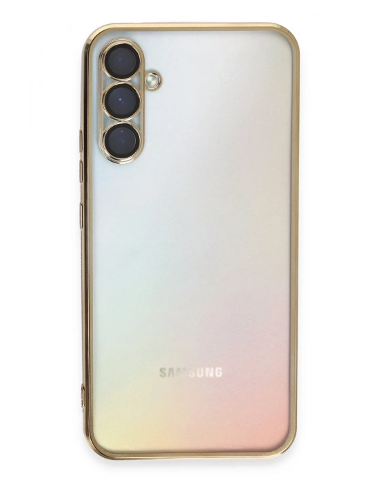 Newface Samsung Galaxy A54 5G Kılıf Razer Lensli Silikon - Gold