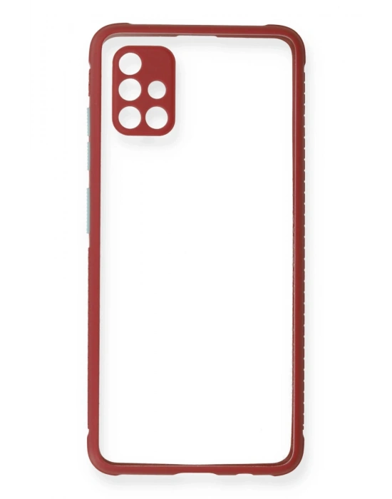 Newface Samsung Galaxy A71 Kılıf Miami Şeffaf Silikon - Fuşya