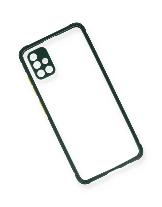Newface Samsung Galaxy A71 Kılıf Miami Şeffaf Silikon - Koyu Yeşil