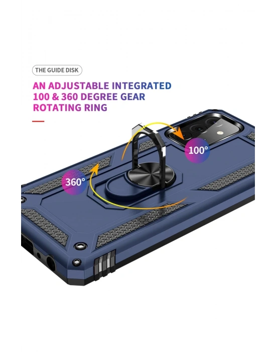 Newface Samsung Galaxy A72 Kılıf Sofya Yüzüklü Silikon Kapak - Lacivert