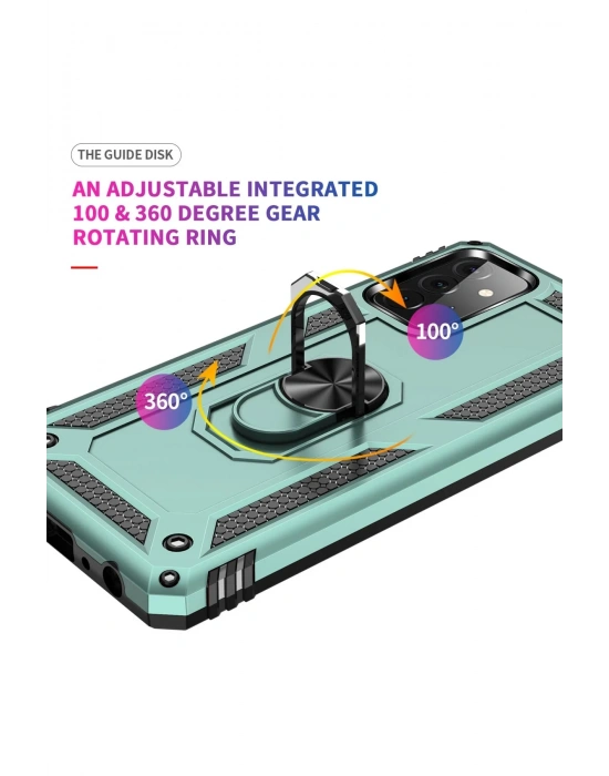 Newface Samsung Galaxy A72 Kılıf Sofya Yüzüklü Silikon Kapak - Yeşil