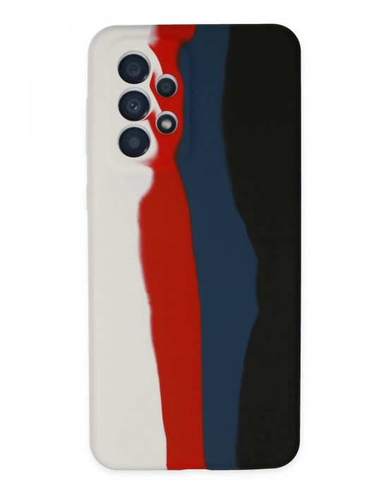 Newface Samsung Galaxy A73 5G Kılıf Ebruli Lansman Silikon - Beyaz-Siyah