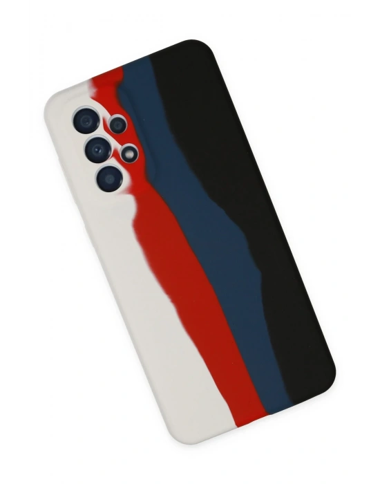 Newface Samsung Galaxy A73 5G Kılıf Ebruli Lansman Silikon - Beyaz-Siyah