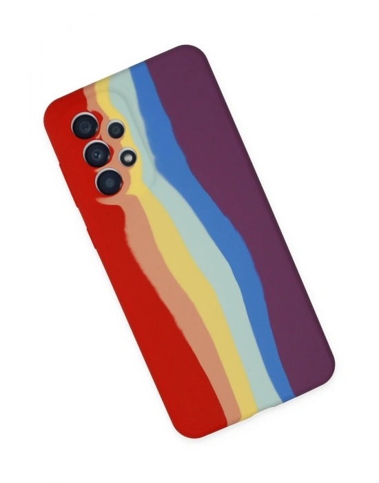 Newface Samsung Galaxy A73 5G Kılıf Ebruli Lansman Silikon - Kırmızı-Mor